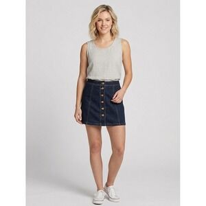 Madewell Denim Button Front Mini Skirt Dark Indigo Wash A-Line Size 00